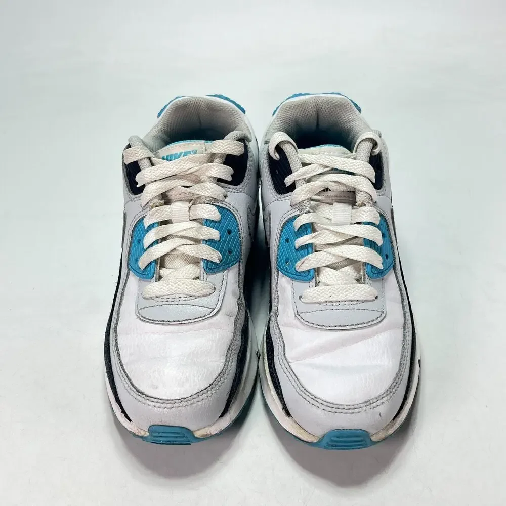 Nike Air Max 90 White Baltic Blue Casual Sneakers Shoes HF6358-100 Youth Size 2Y